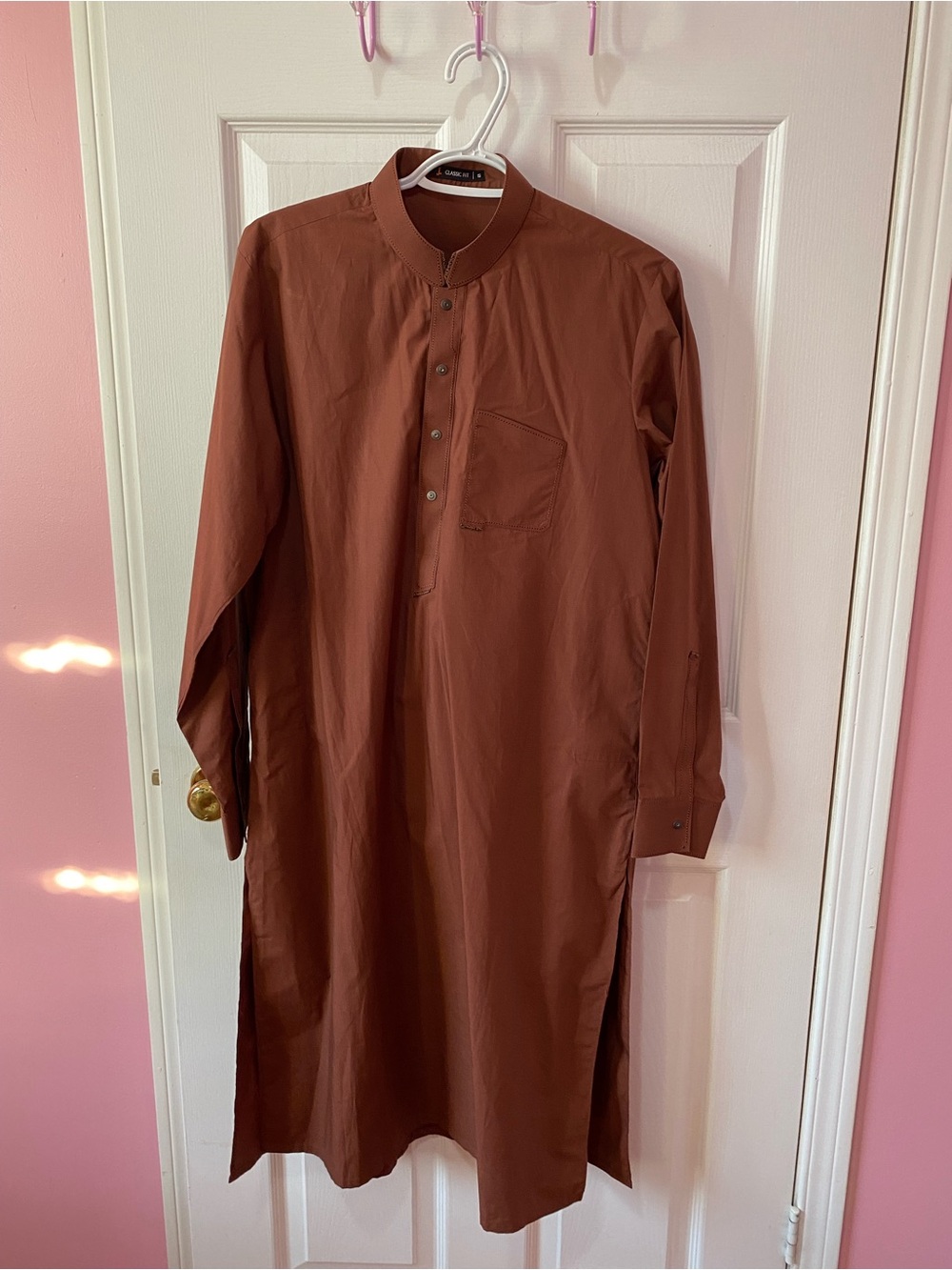 Men's 2pc Shalwar Kameez Brown Pakistani Suit Junaid Jamshed Size Small